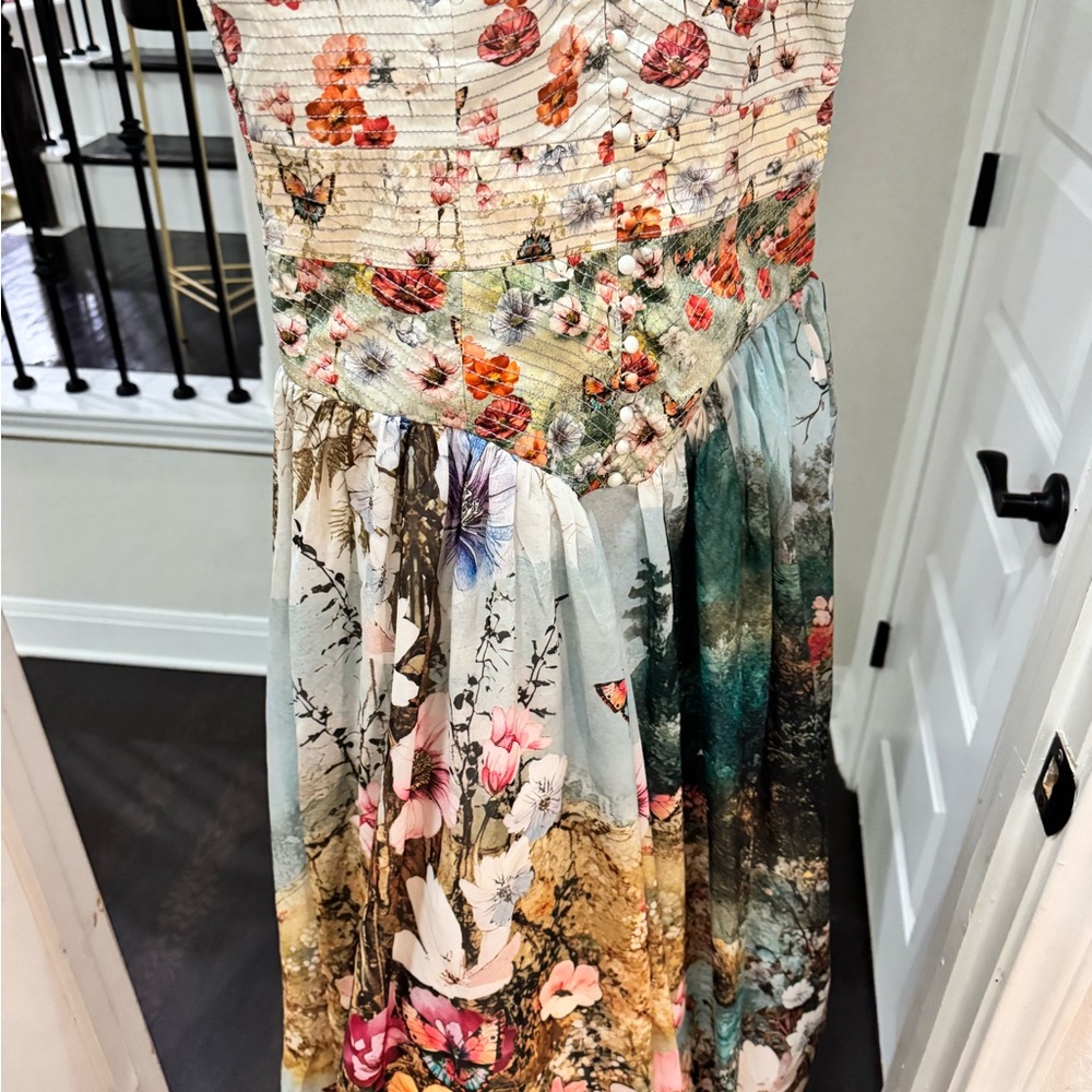 Anthropologie muse basque waist midi Floral Multicolor Dress